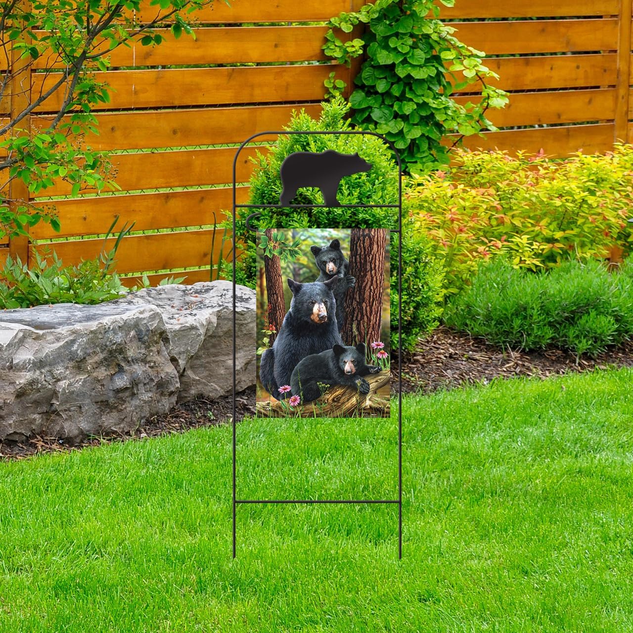 Briarwood Lane Everyday Wrought Iron Bear Garden Flag Arbor 41x15 Garden Flag Decorative Arbor