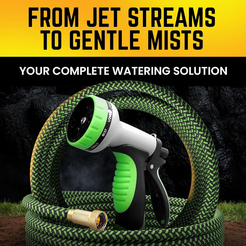 Garden Hose, NON-EXPANDABLE 100ft Premium Quality Stainless Steel Metal Water Hose with Durable Fabric Skin, Hose For