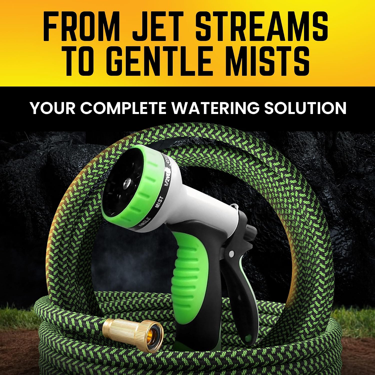 Garden Hose, NON-EXPANDABLE 100ft Premium Quality Stainless Steel Metal Water Hose with Durable Fabric Skin, Hose For