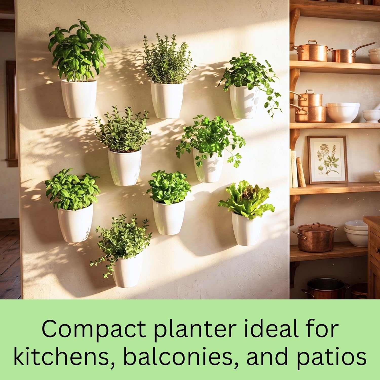 LaLaGreen Wall Planter for Indoor Plants (5in, 10 Pack) White Self-Watering | Wall Mounted Living Hanging Eco Wall