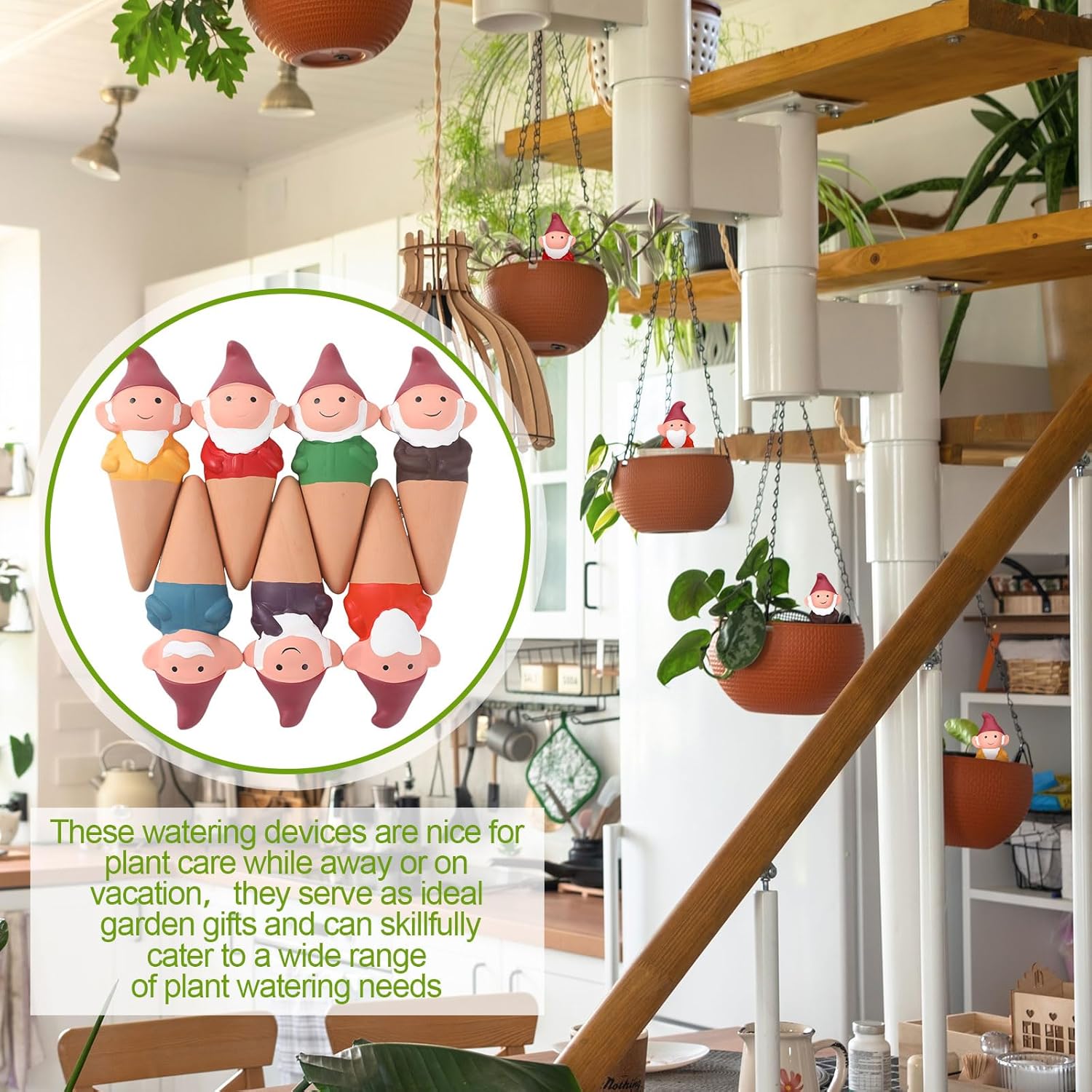 Teenyyou 7 Pcs Terracotta Watering Spikes, Gnome Plant Self-Watering Globes | Planters Insert Devices, Slow Release