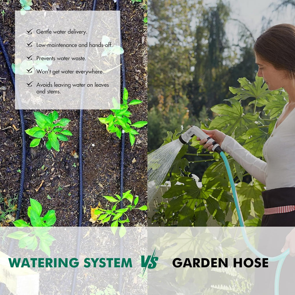 Customized Water Saving Soaker Hose System for Garden & Vegetable | 1/2 Inch 50ft Soaker Hose with 25ft PVC Garden