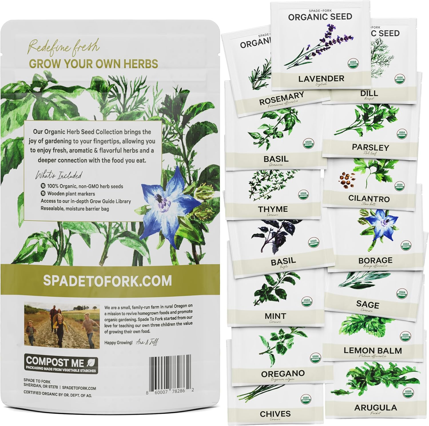 15 Certified Organic Herb Seeds Variety Pack (4X More) 10,000+ Non GMO Seeds for Planting Indoor Herb Garden or Outdoor