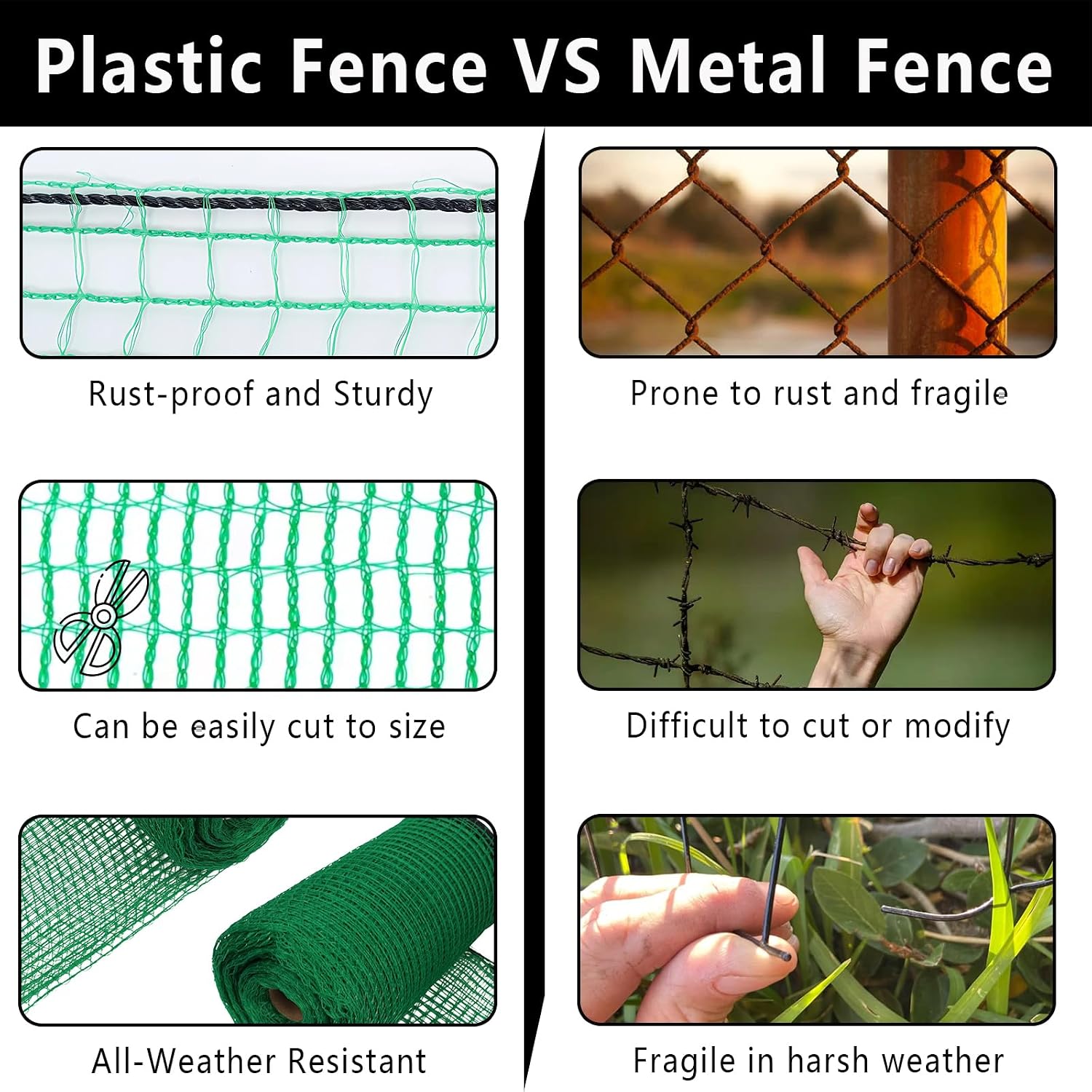 POYEE Deer Fence Netting 5x100ft Plastic Mesh Netting for Garden Protection | Temporary Fence Animal Barrier for