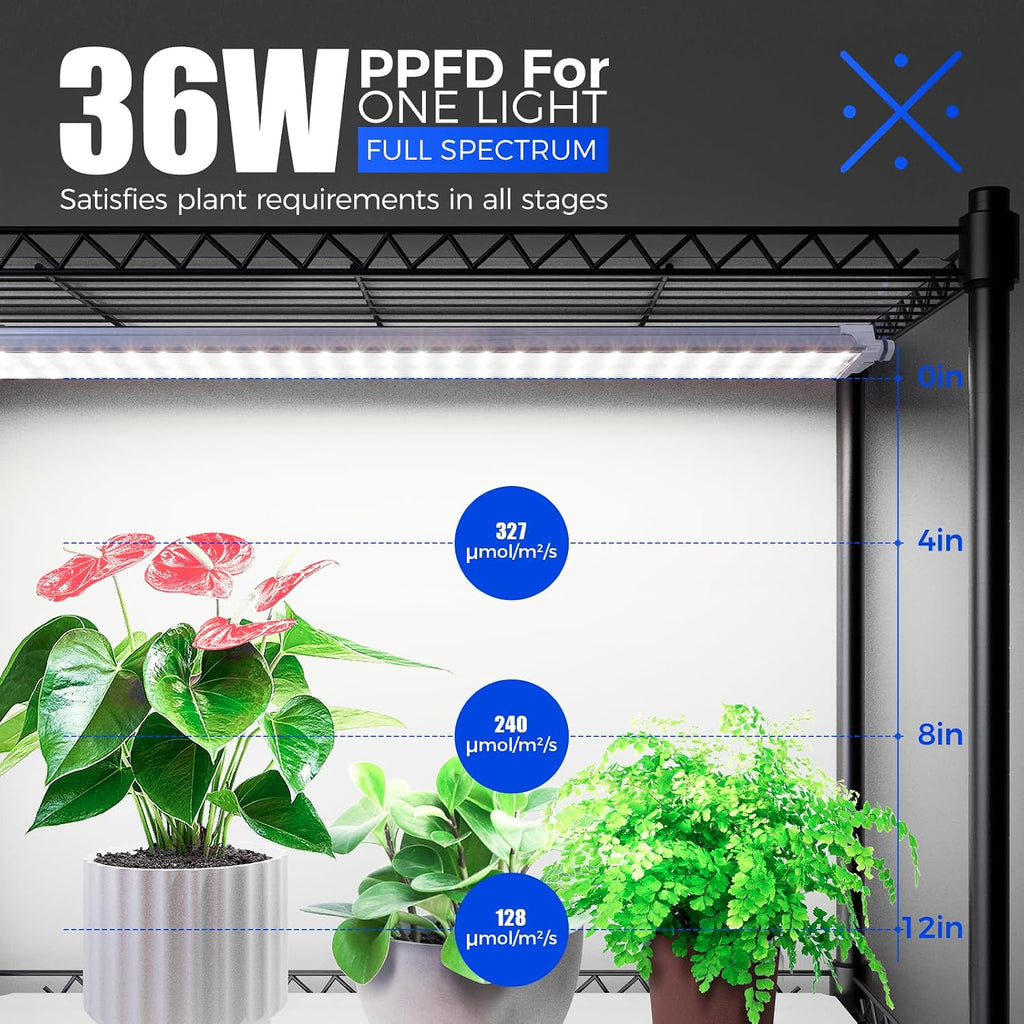 Barrina CX3Z Indoor Greenhouse with Grow Light 4-Tier 108W 35.4x13.8x70.9IN | 3PCS 3FT 5000K Plant Growing Lamps
