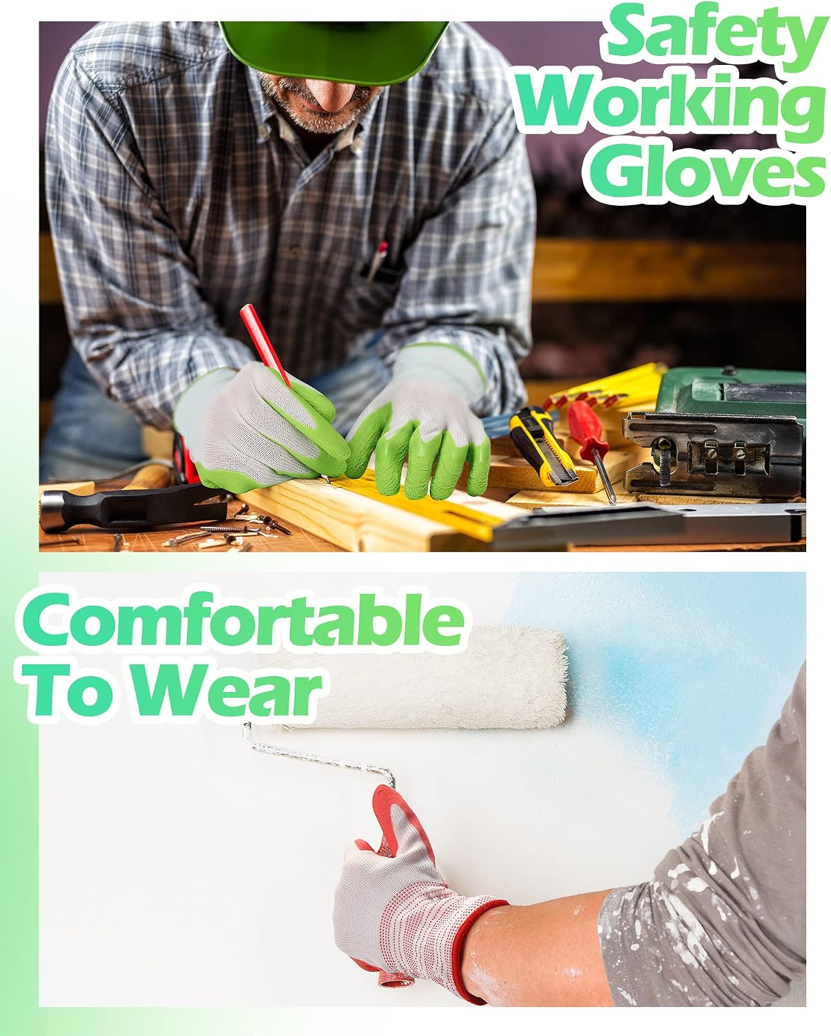 Irenare 16 Pairs Gardening Gloves Bulk for Women Breathable Rubber Coated Yard Garden Gloves Outdoor Protective with
