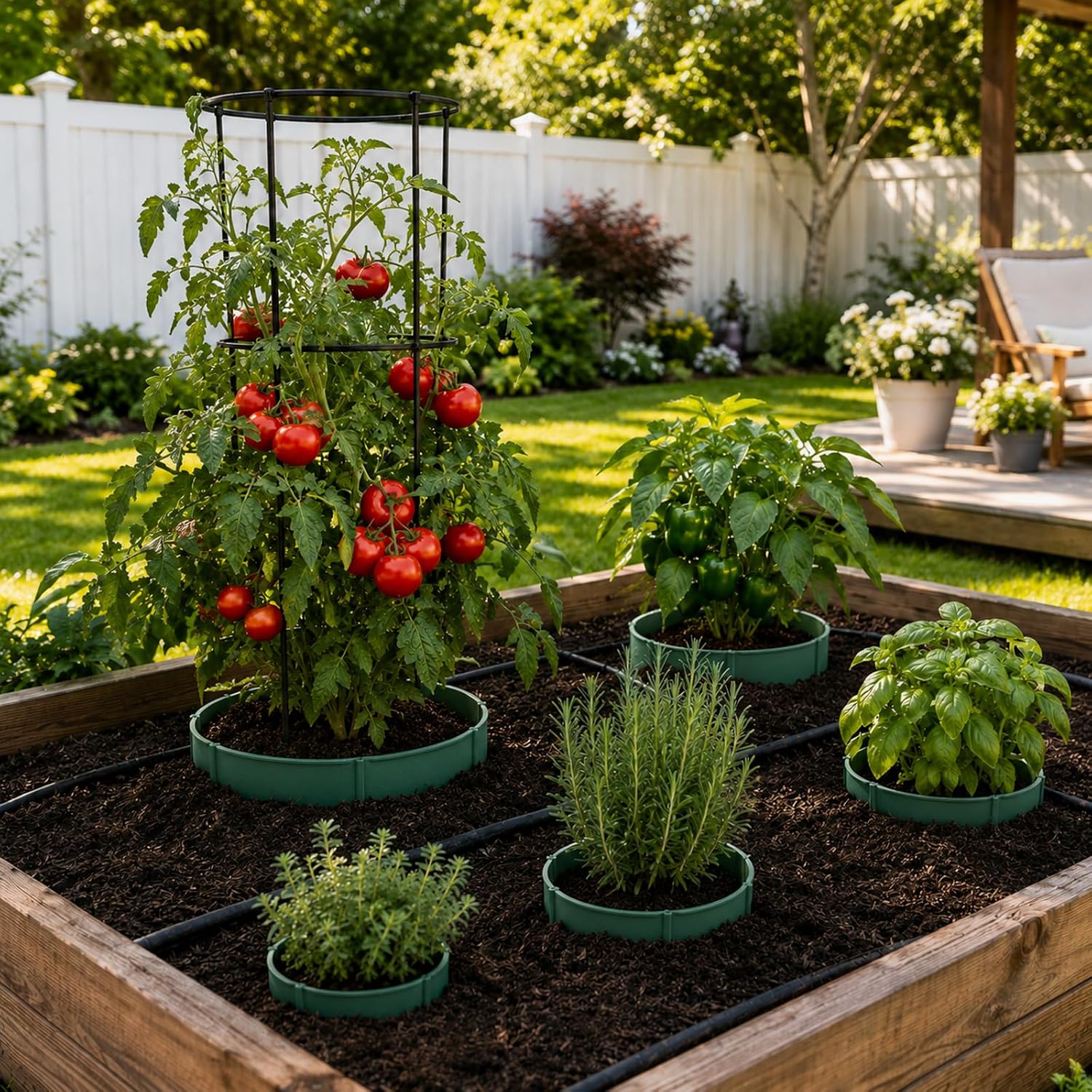 Planting Grow Rings, 60 Pcs Garden Border Segments for 8/10/12 Inch Plant Rings, Water Retention Root Watering