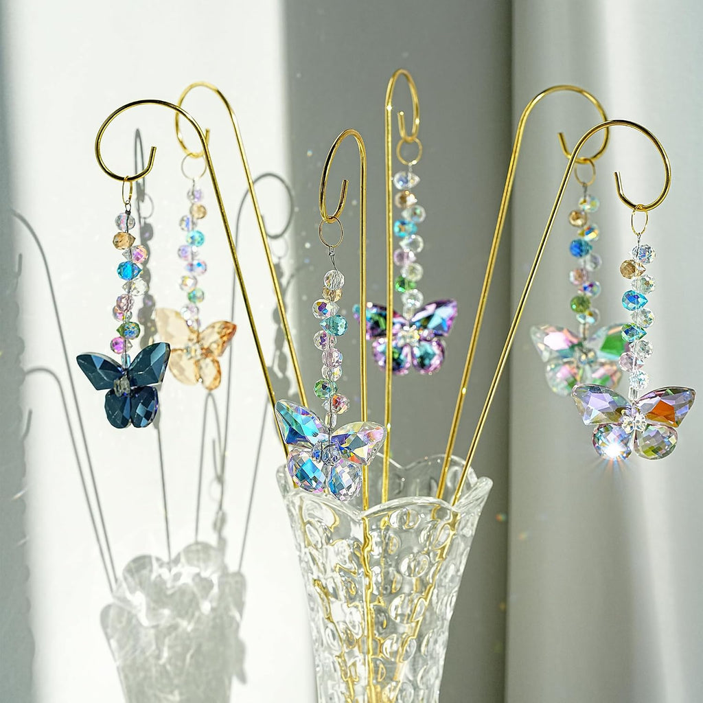 6 Pcs Colorful Butterfly Crystal Suncatcher Garden Plant Stake Plant Stake | Crystal Butterfly Garden Stakes Plant