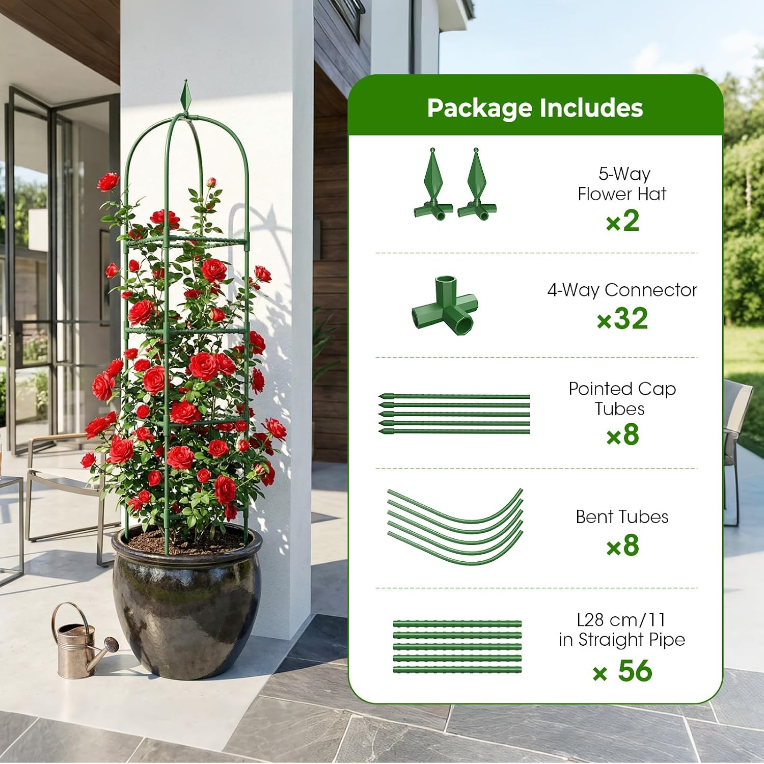 2 Pack Garden Obelisk Trellis for Climbing Plants, 6 FT Metal Rustproof Plant Support Rose Trellis, Tower Potted Cages