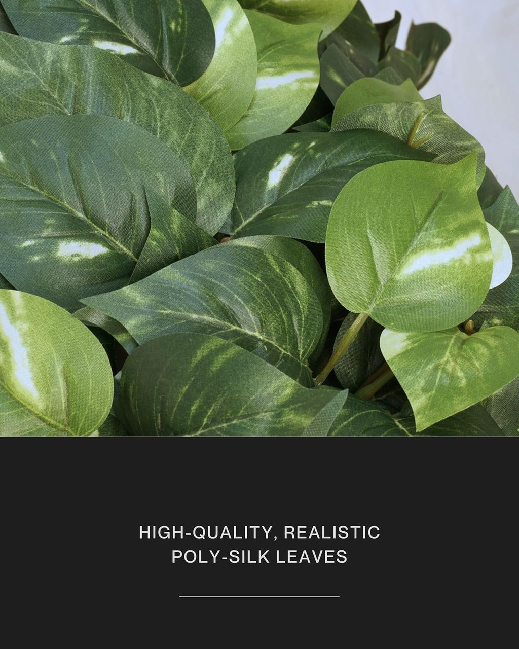 Retrograde 32" Fake Plant, Silk Faux Pothos Ivy Plant (Variegated) | Removable Pot Included, Realistic Silk Fake Plants
