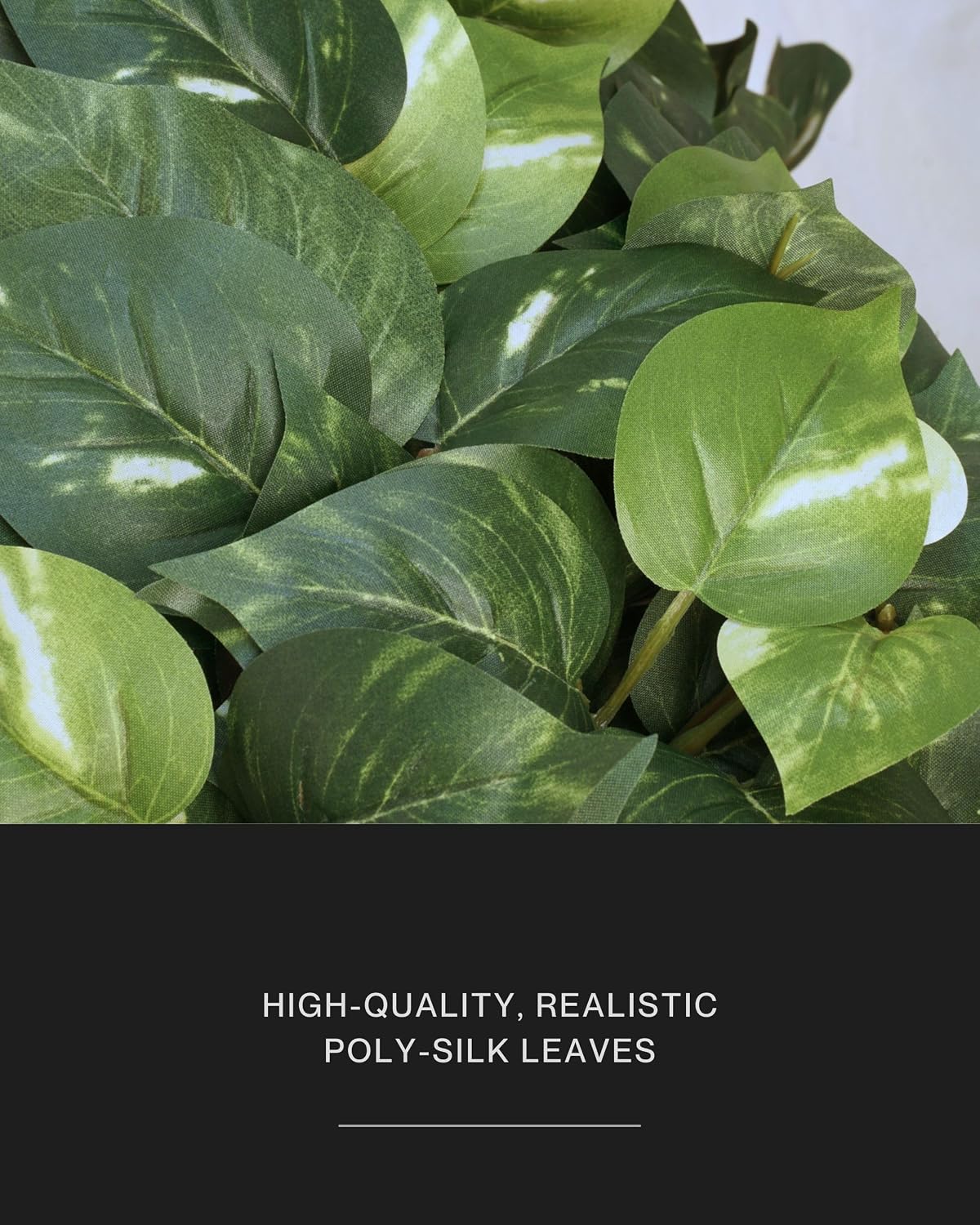 Retrograde 32" Fake Plant, Silk Faux Pothos Ivy Plant (Variegated) | Removable Pot Included, Realistic Silk Fake Plants