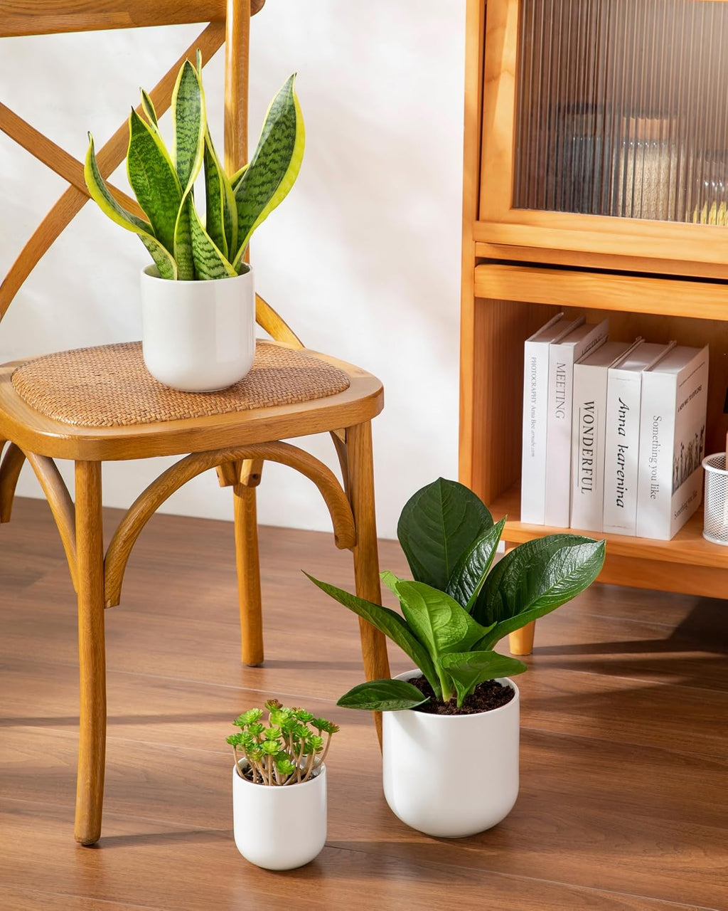 vancasso Ceramic Plant Pots, 4+5+6 inches, Set of 3, Planters with Drainage Hole, Flower Pots Planters Pots for Indoor