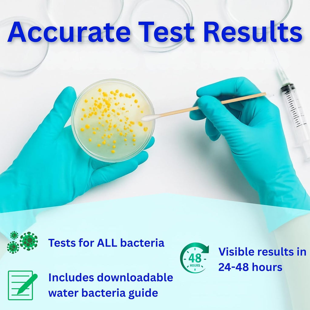 Evviva Sciences Water Bacteria Test Kit – 10 Tests for Total Bacteria, coliforms & E. coli. Lab-Ready agar Plates for