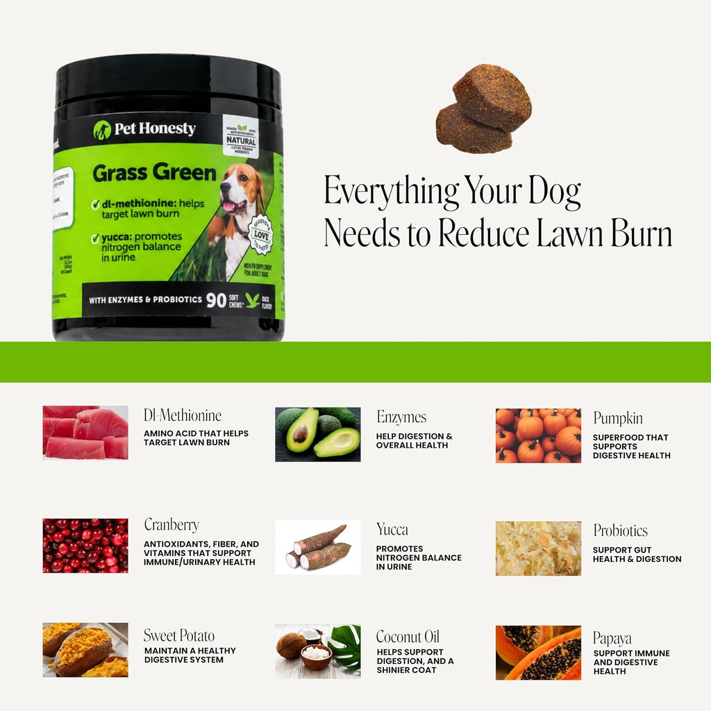 Grass Green Dog Urine Neutralizer for Lawns - Stops Yellow Burn Spots & Brown Grass - Lawn Saver Supplement with