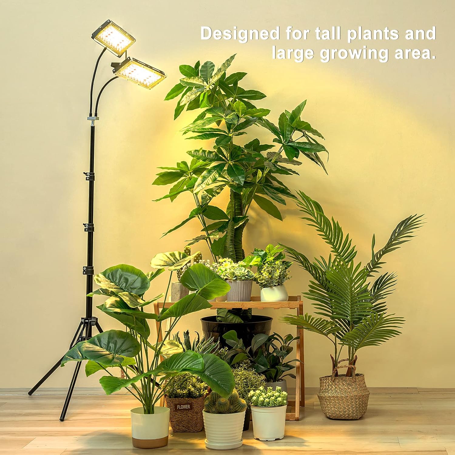LBW Grow Light for Indoor Plants, Dual-Head Full Spectrum LED Plant Light | 3/6/12H Auto On/Off Timer, 6 Dimmable
