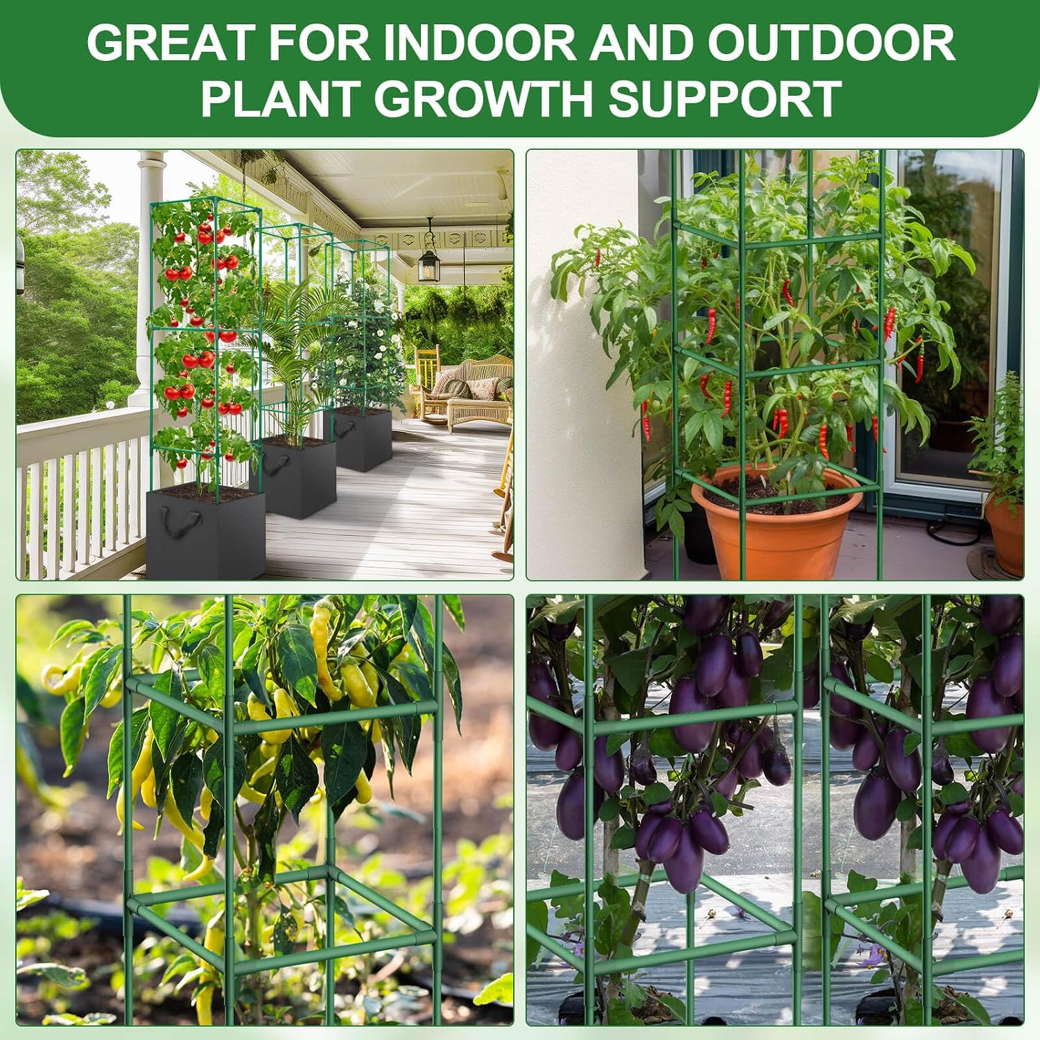 Lezmarket 3 Pack Tomato Cages for Garden, Tomato Trellis for Raised Garden Bed with Plant Clips and Twist Ties for