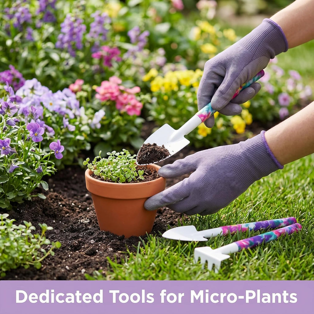 10-Piece Garden Tool Set with Sturdy Carrying Case – Purple Floral Gardening Set for Women – Ergonomic Garden Hand