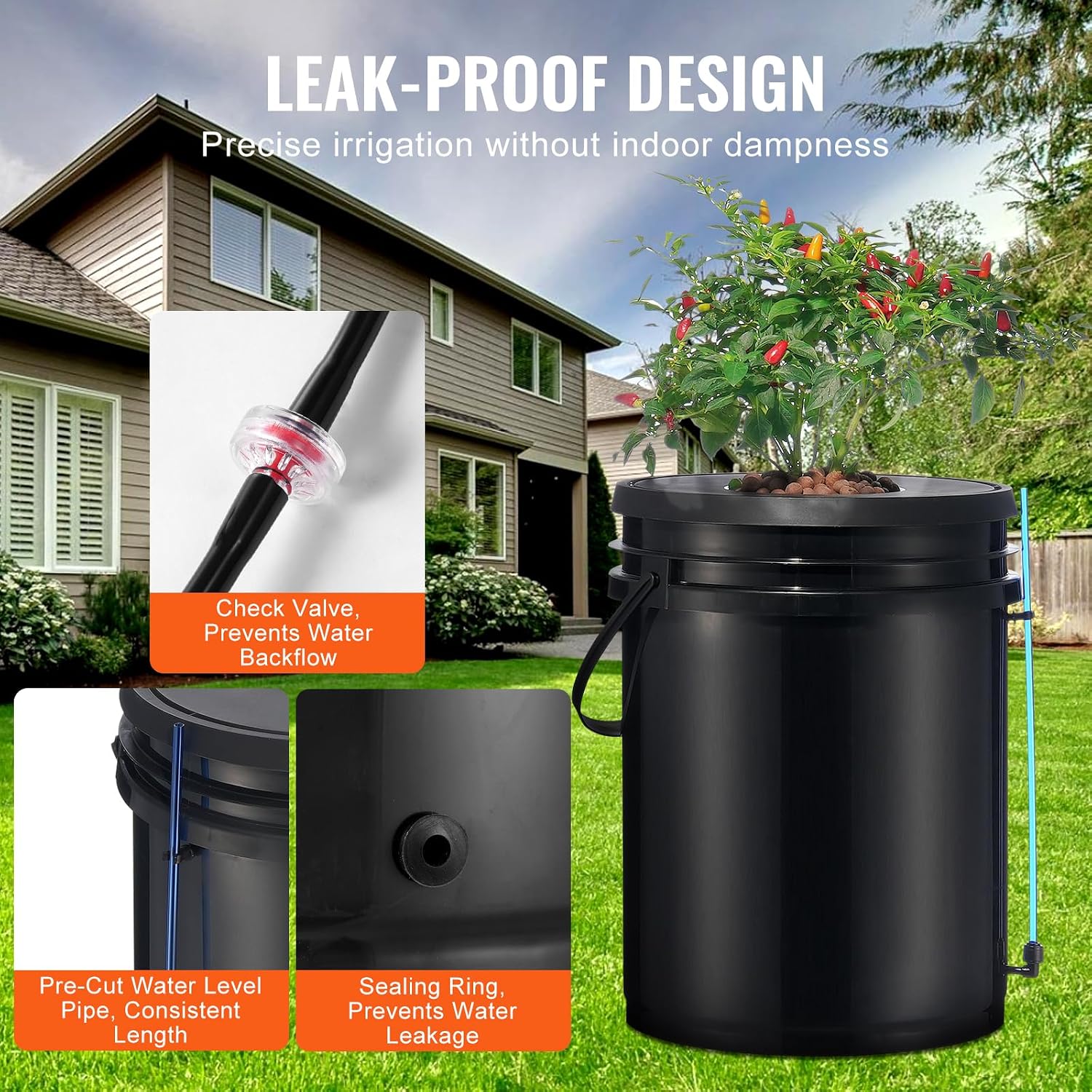VEVOR DWC Hydroponic System, 5 Gallon 8 Buckets, Deep Water Culture Growing Bucket, Hydroponics Grow Kit with Pump, Air