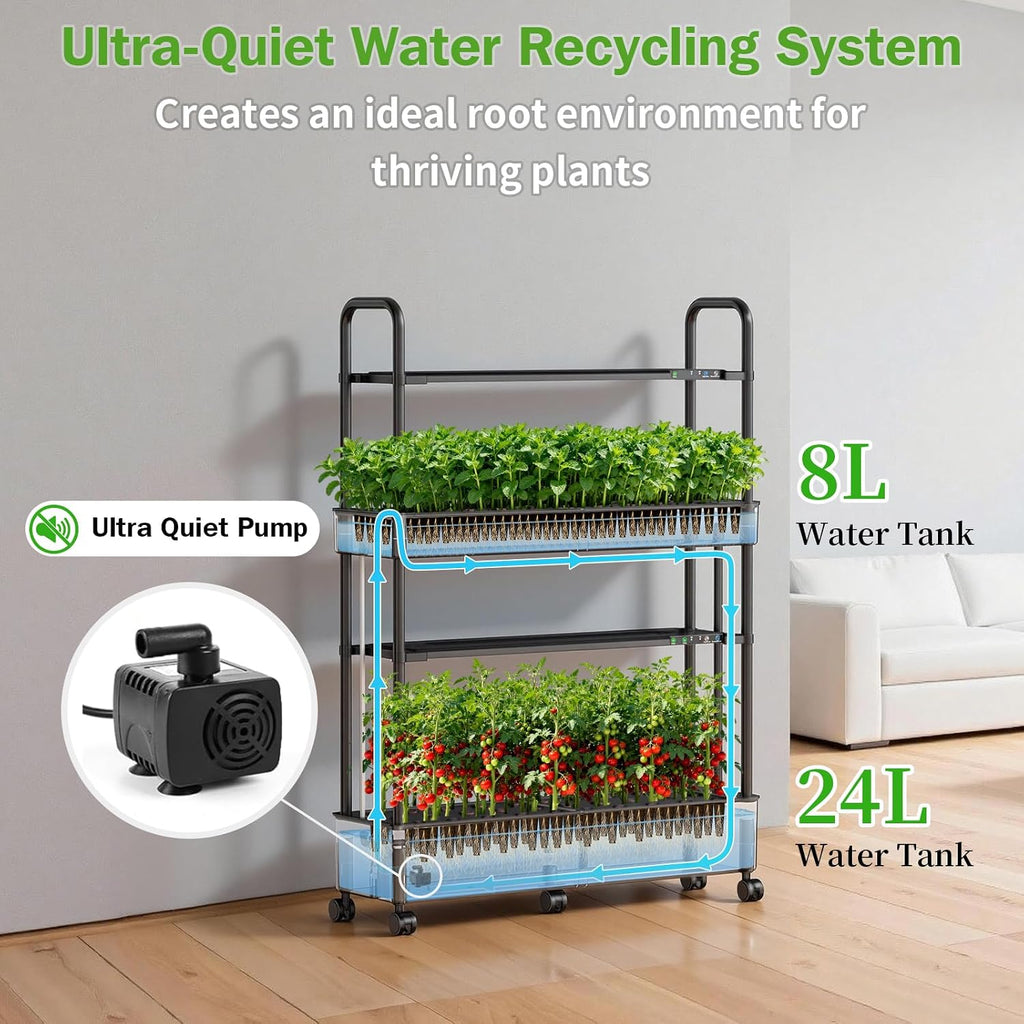 Growell Large Hydroponics Growing System Kit, 60 Pods Vertical Indoor Herb Garden Kit with 2 Light Modes & Auto