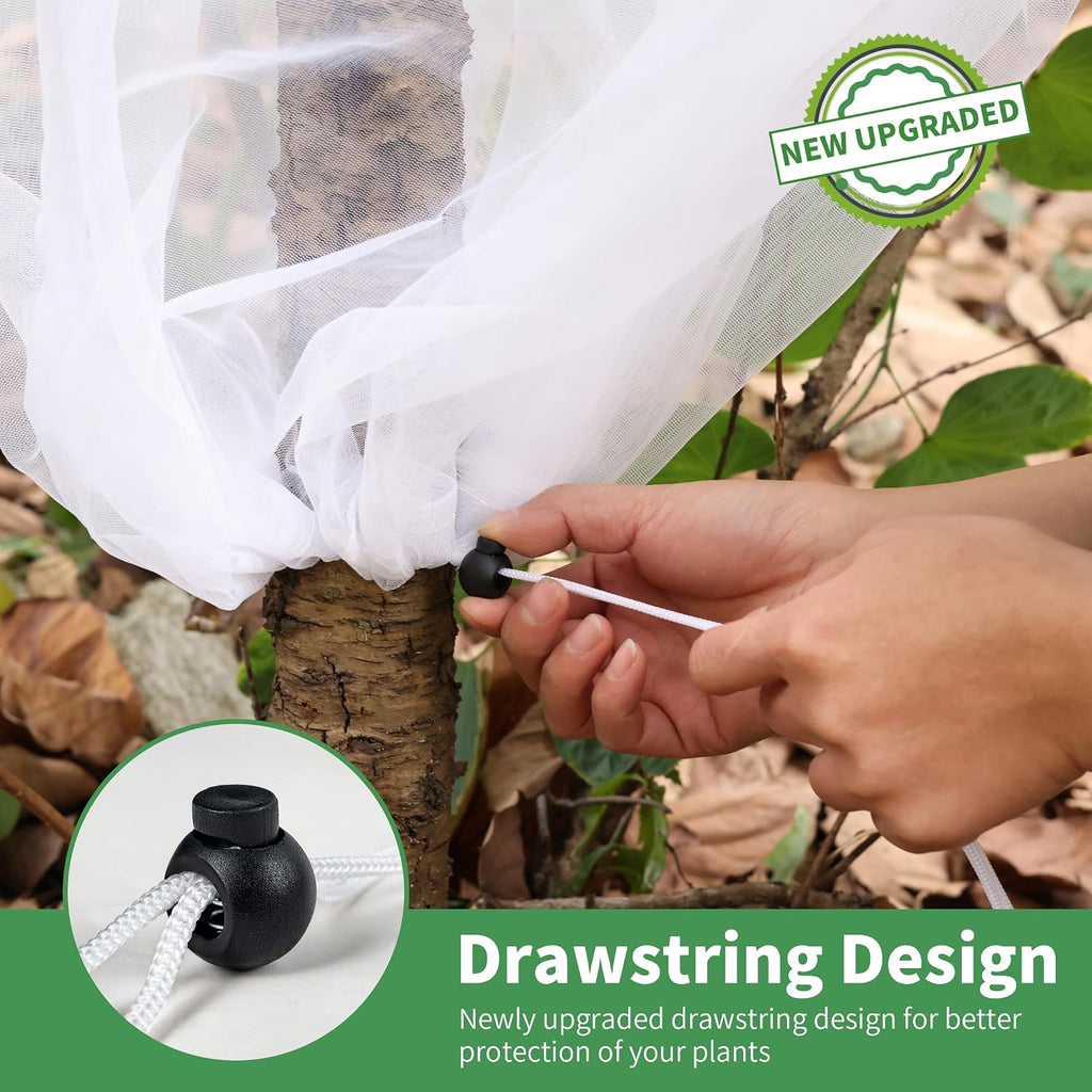 afzdby Garden Mesh Netting with Drawstring,Plants Cover Protection from Anti Birds,Bugs,Cicadas,and Insects-Pest