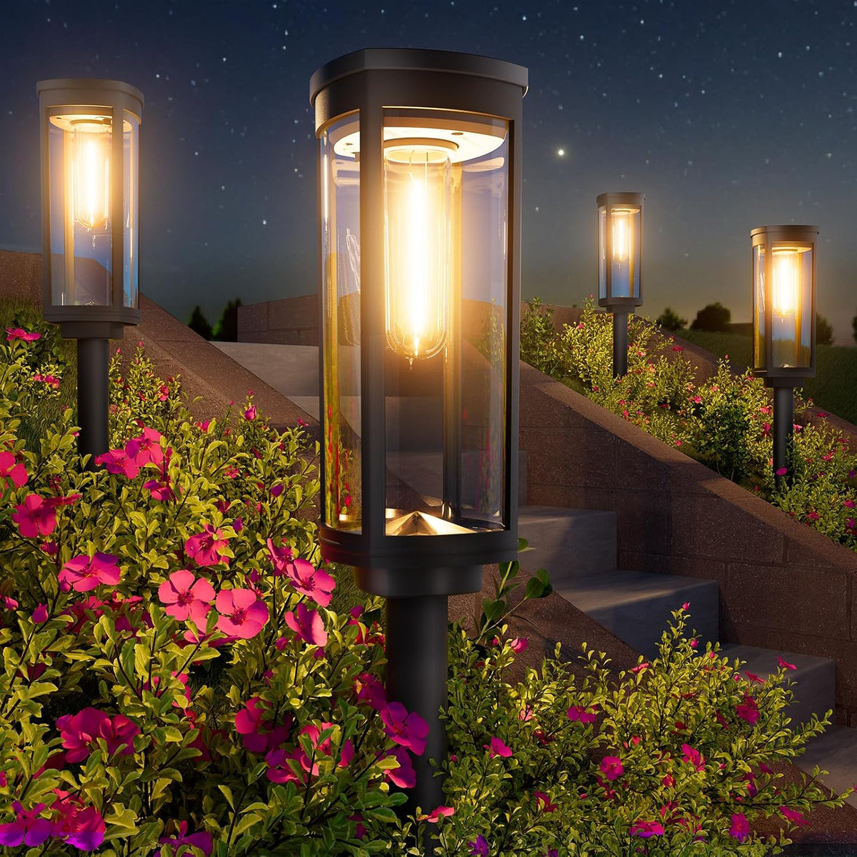 BITPOTT Solar Landscape Lights, 4 Pack, Warm White, IP65