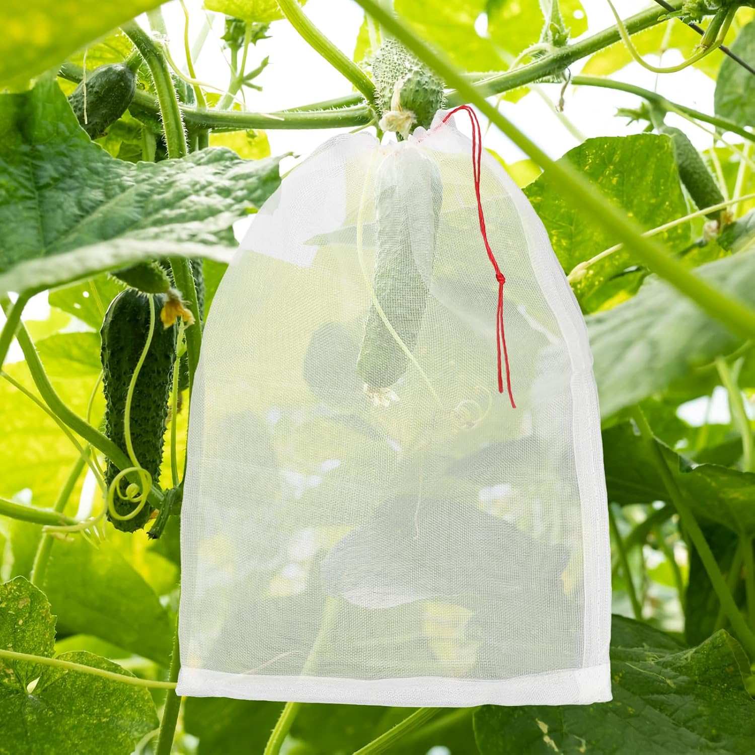 50 PCS Fruit Protection Bags, Enpoint 10x14 Inch Reusable Garden Netting Mesh Bag with Drawstrings, Plant Covers