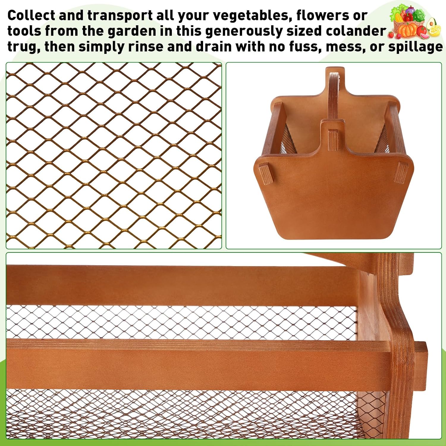 Teenyyou Garden Harvest Basket Mesh Storage with Handle Versatile Gardening Fruits Vegetables Gathering Basket Garden