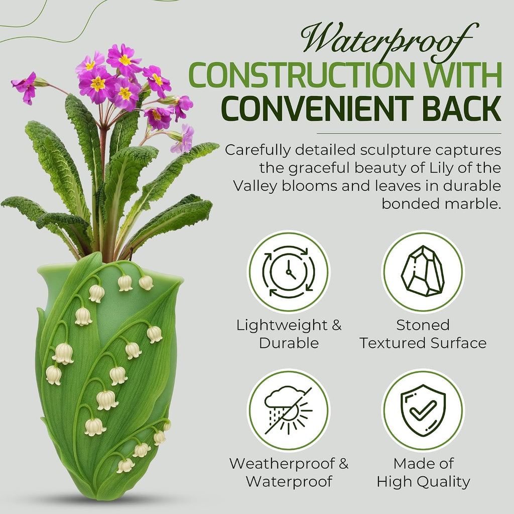 Lily of the Valley Wall Planter – Also Known as Mary’s Tears – Ibis and Orchid Designs – Hand Painted Bonded Marble – 7