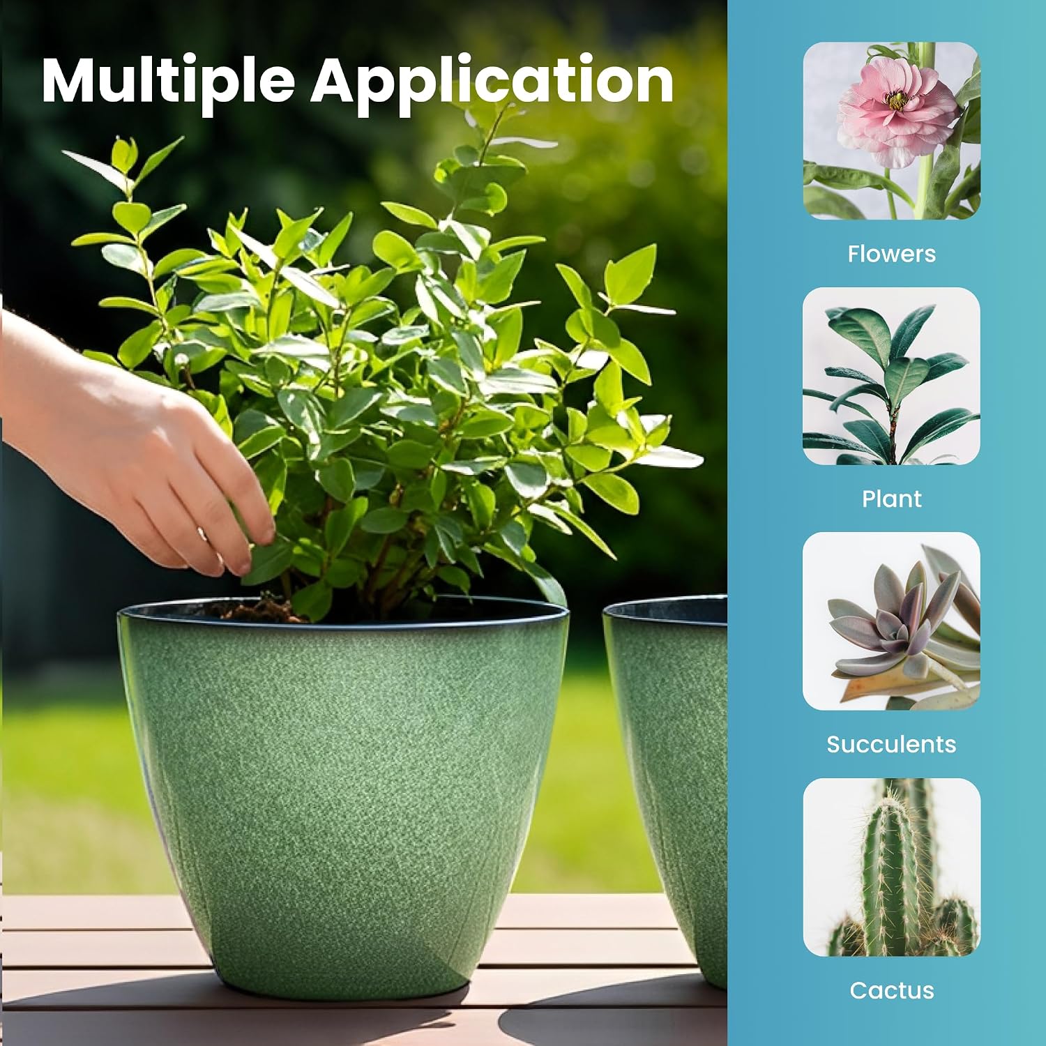 Vanslogreen 8 inch Flower Pots for Indoor Plants, 4 Pack Plastic Plant Pots for Plants with Drainage Holes, Indoor
