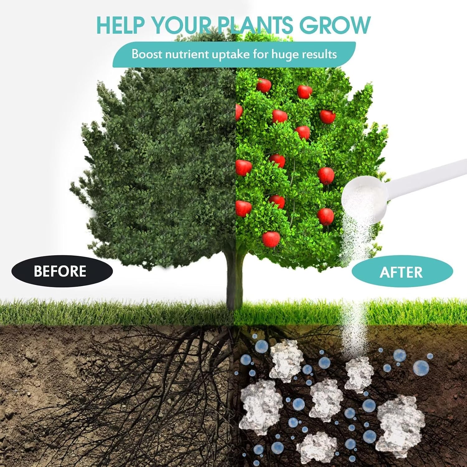 Water Storing Crystals for Plants, Keeps Soil Moist, 5LB, Fine | Soil Moisture Retention, Soil Aeration, Solve Plants