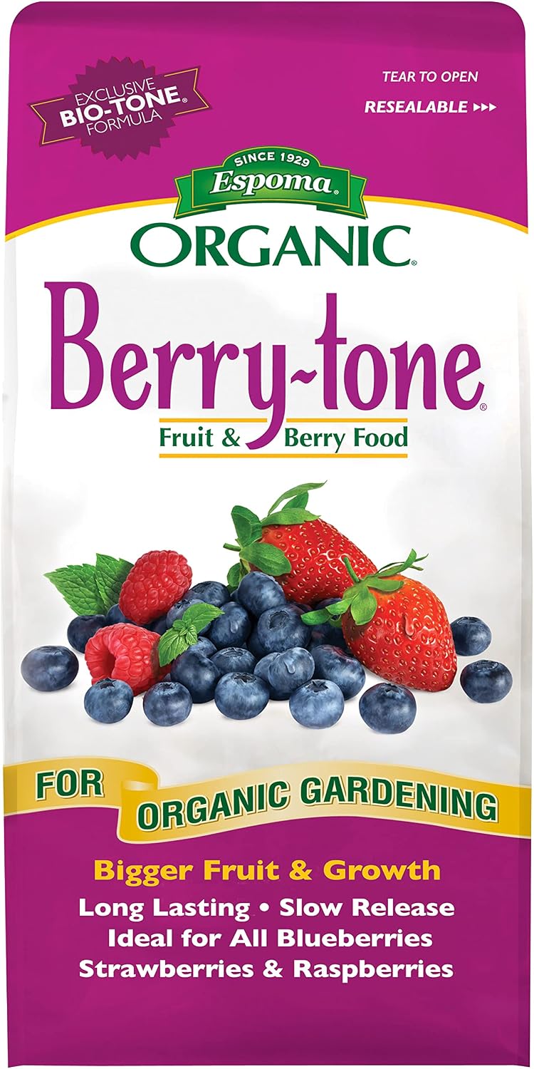Espoma Organic Berry-Tone 4-3-4 Natural & Organic Fertilizer and Plant Food for All Berries. 4 lb. Bag. Use for