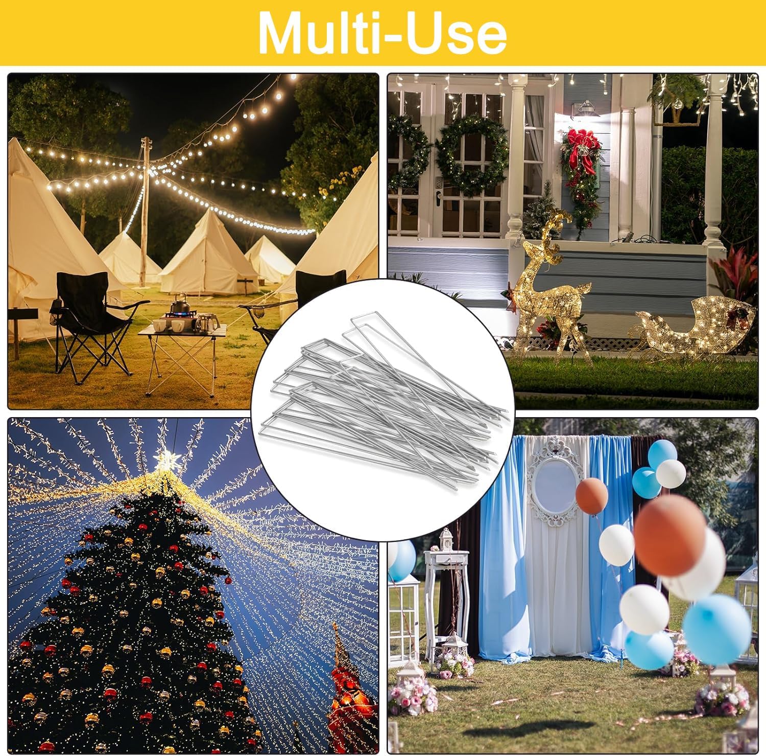 HongWay 500 Pack 6 Inch Landscape Staples, Garden Staples Pins Galvanized 11 Gauge Ground Stakes Yard Lawn Staples for