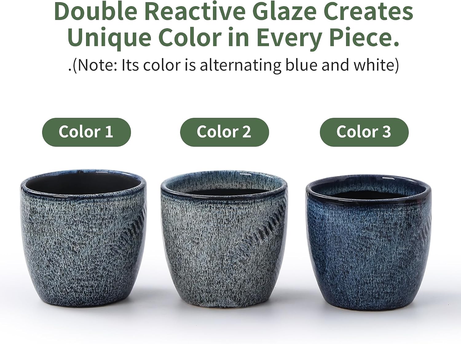 4+6 Inch Ceramic Planter Set of 2 with Drainage Hole and Saucer for Plants, Indoor-Outdoor Large Round Succulent Orchid