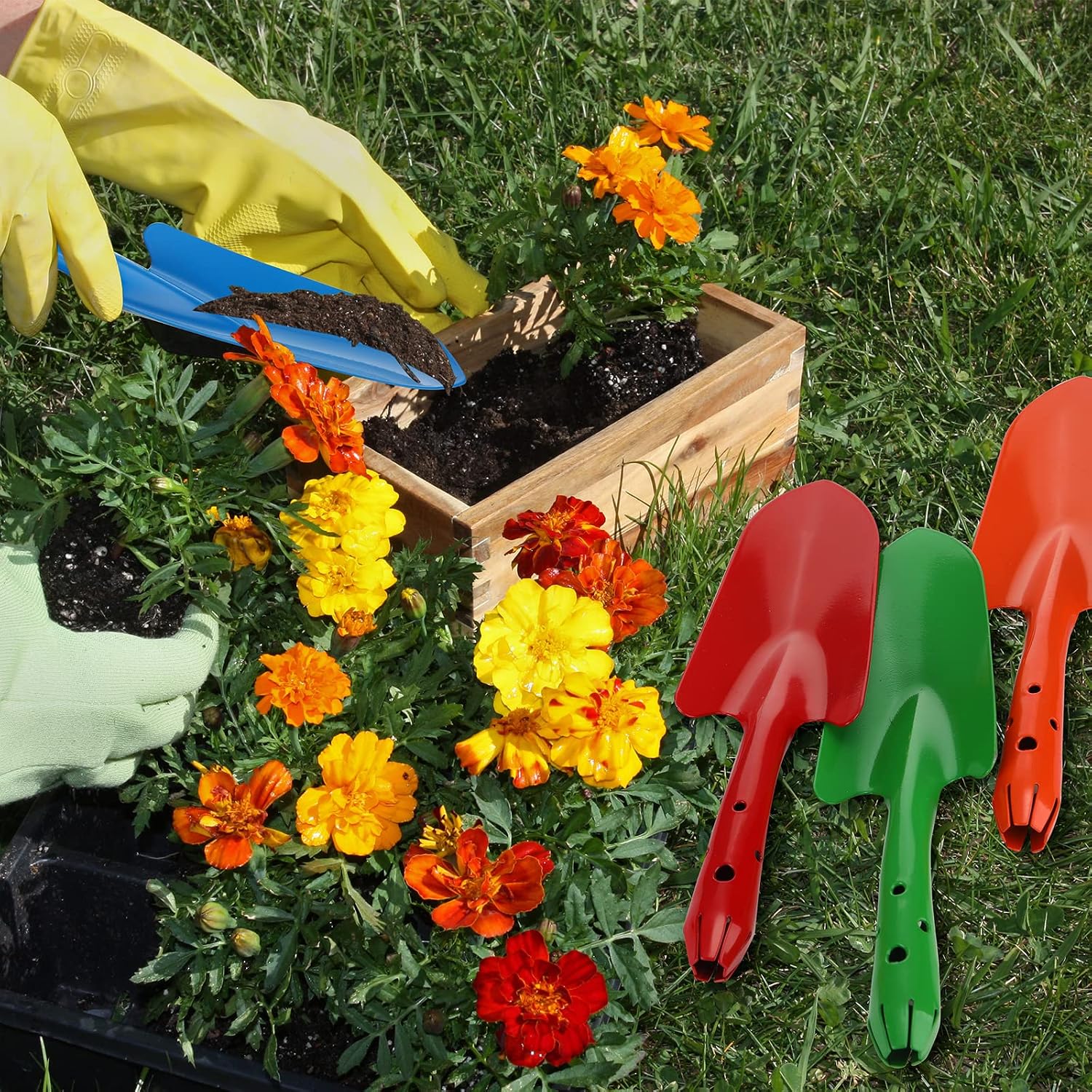 Mini Colorful Metal Hand Shovel Digging Trowel Set Transplanting Garden Shovel for Flower Soil Planting Succulent Kids