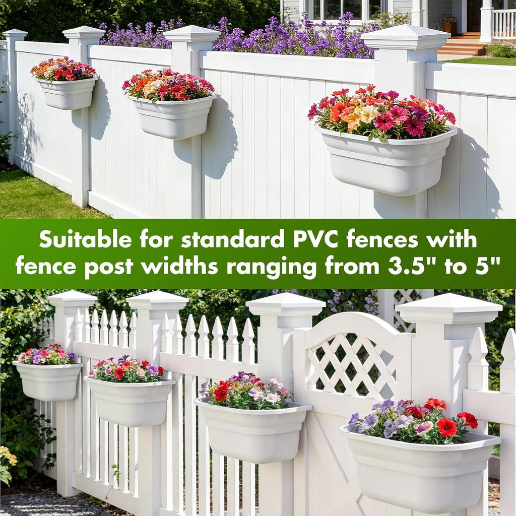 Hanging Planters for Outdoor Plants - Fence Hanging Planters for PVC Fence, Plant Hangers Hanging Plant Flower Pots