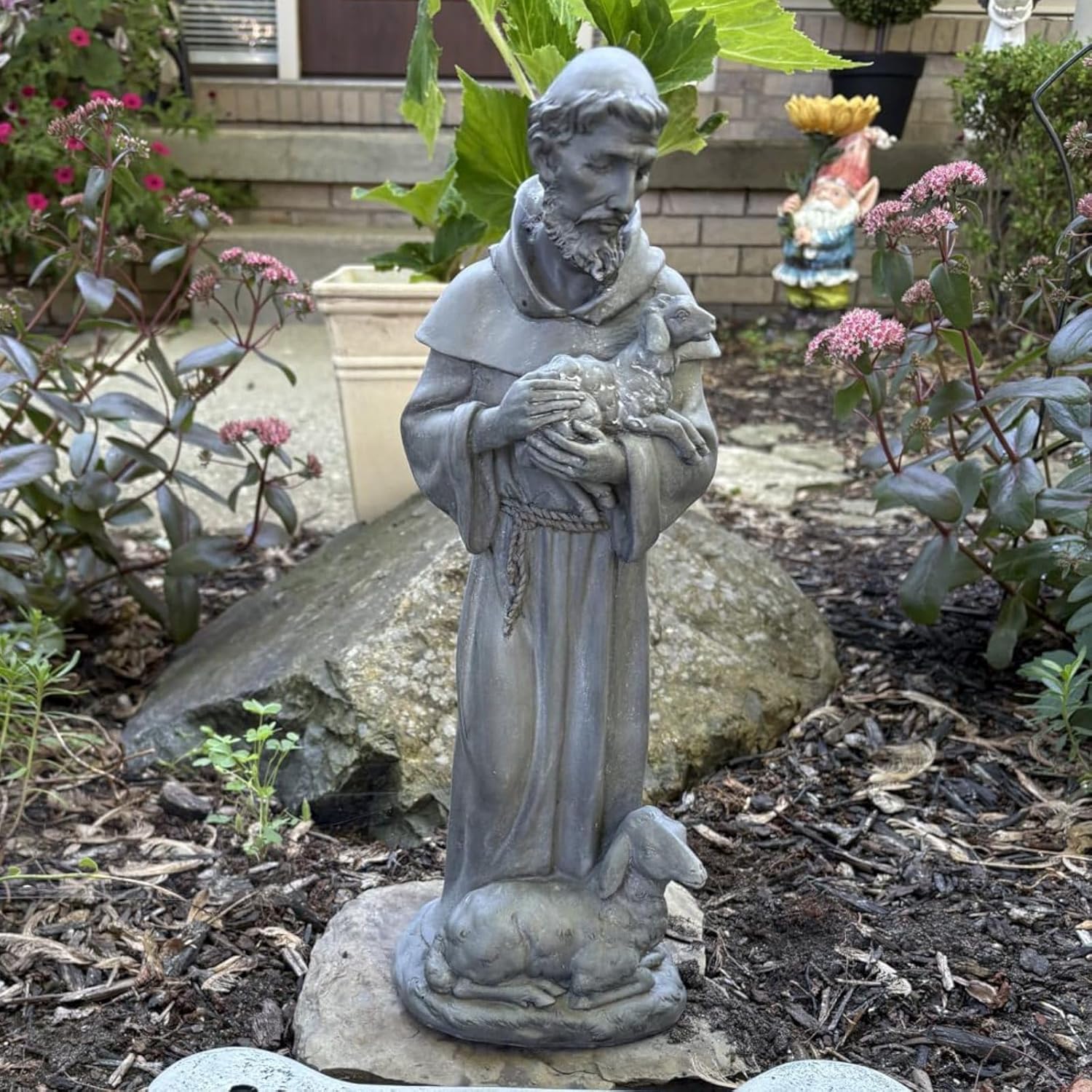 Newman House Studio Vintage St Francis Garden Statue - 15.2 Inch Resin Patron of Animal Figurine Saint Francis