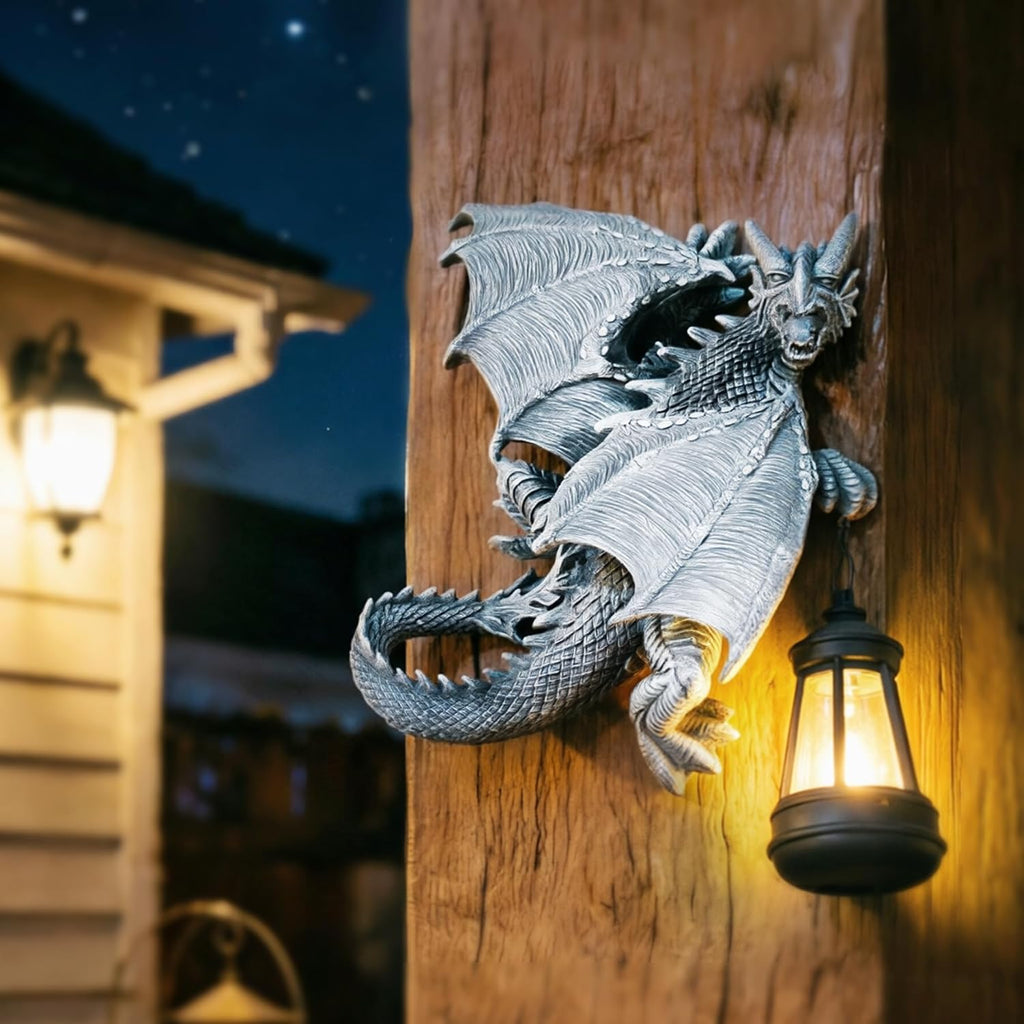 Dragon Tree Hugger Solar Garden Statue Outdoor Figurine Decor Lights | Unique Figurine Light Outdoor Statue Yard Lawn