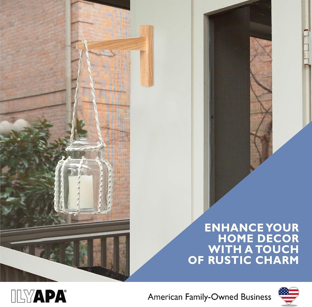 Ilyapa 2 Pack Wood Plant Wall Hanger Hooks, 9 Inch, Indoor Wall Planters | For Hanging Plants, Baskets & Macrame