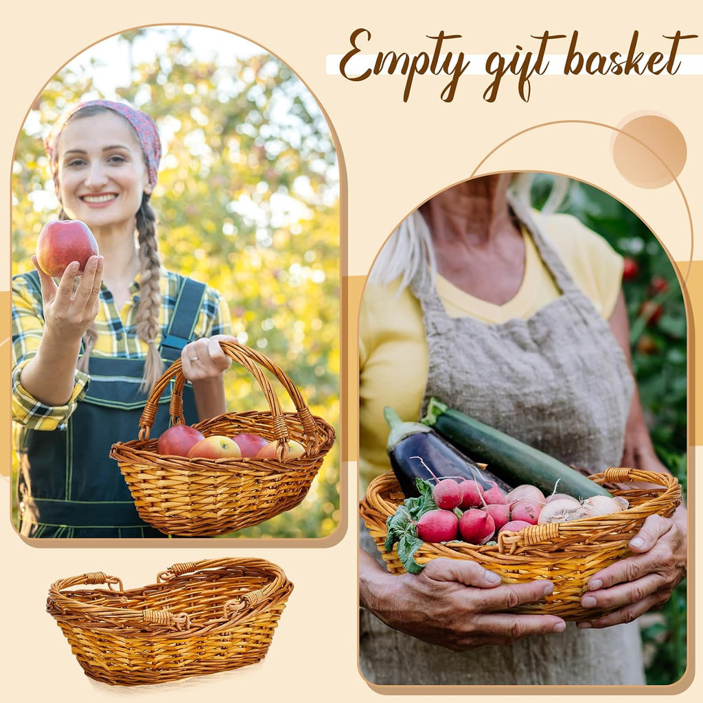 Sintuff 6 Pcs Wicker Picnic Baskets with Handles, Willow Woven,Natural | Woven Harvest Empty Basket Bulk, Storage