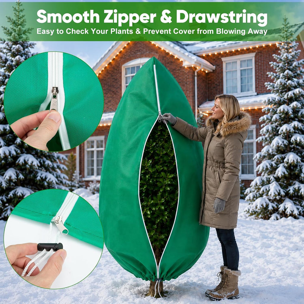 SPORTYOUTH 4 Pack Plant Covers Freeze Protection Frost Blanket 47.2"x72" | 2.4 oz Upgrade Non-Woven, Winter Tree Jacket