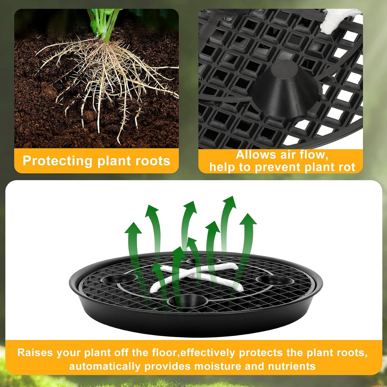 Self Watering Fabric Pot Base 14 inch, Auto Pots Fit for 5 Gallon Grow Bags | Auto Watering Plant Saucer for Fabric