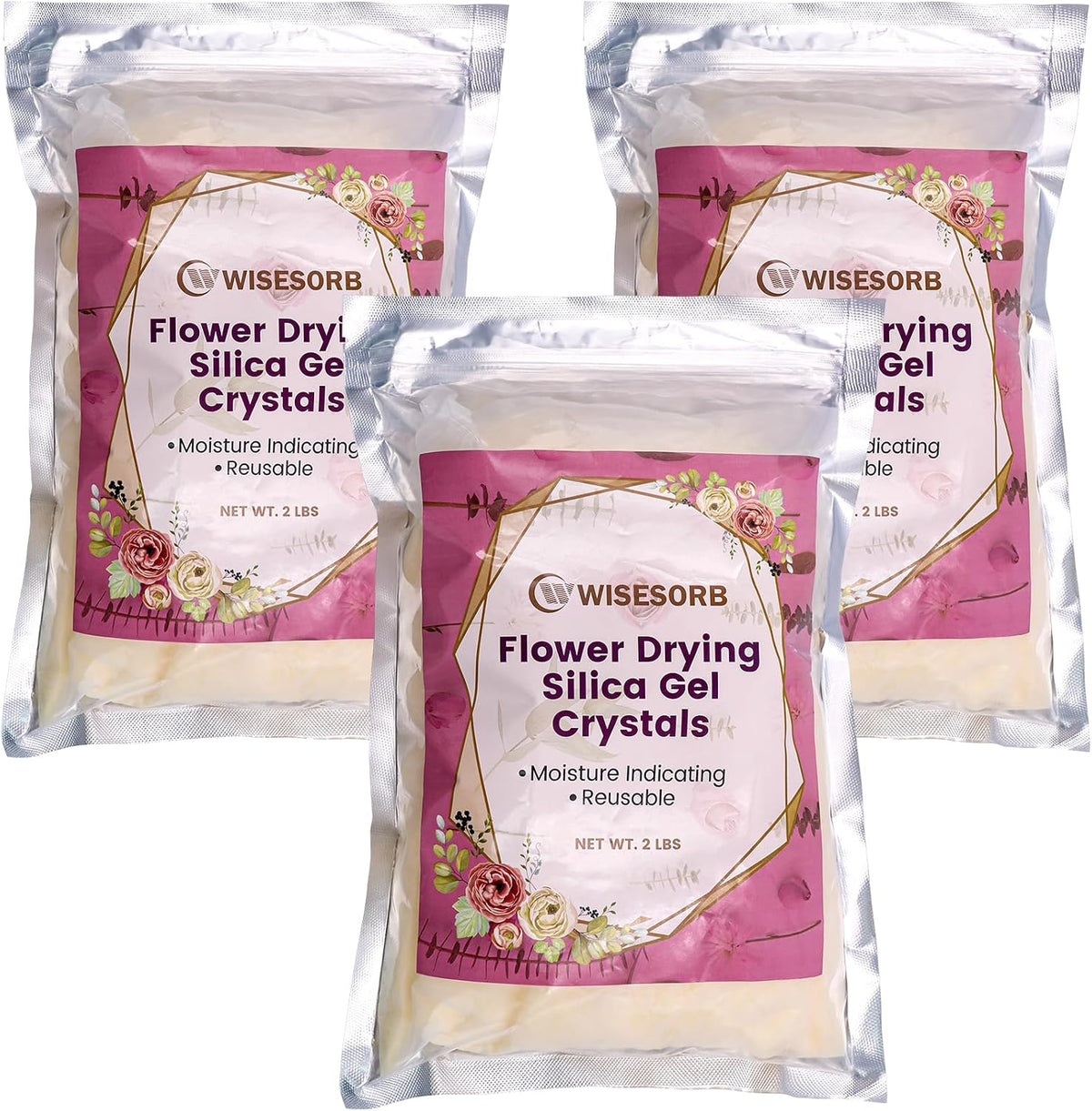 Wisesorb (NET 6 LBS) Silica Gel Flower Drying, Silica Gel Flower Drying Crystals, Color Indicating Flower Drying Silica, Reusable Silica Gel for Drying Flowers
