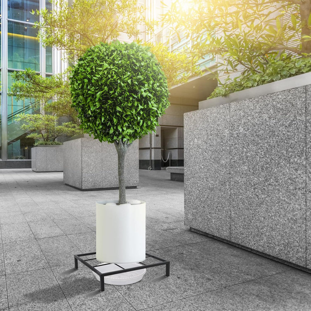 TenFuju 9.8" Metal Heavy Duty Potted Plant Stand Flower Pot Holder with Saucer Indoor Outdoor Rustproof Iron Garden