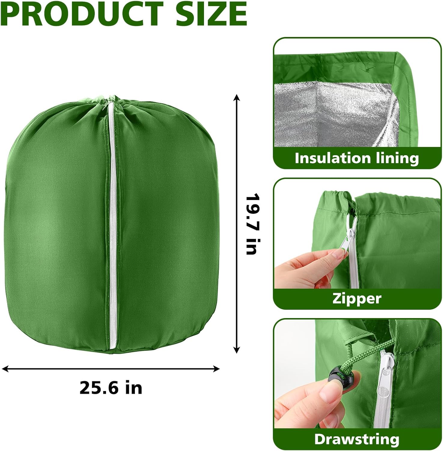 2 Pcs Large Plant Pot Covers for Winter Potted Plant Freeze Protection Cover Frost Jacket with Zipper Drawstring to