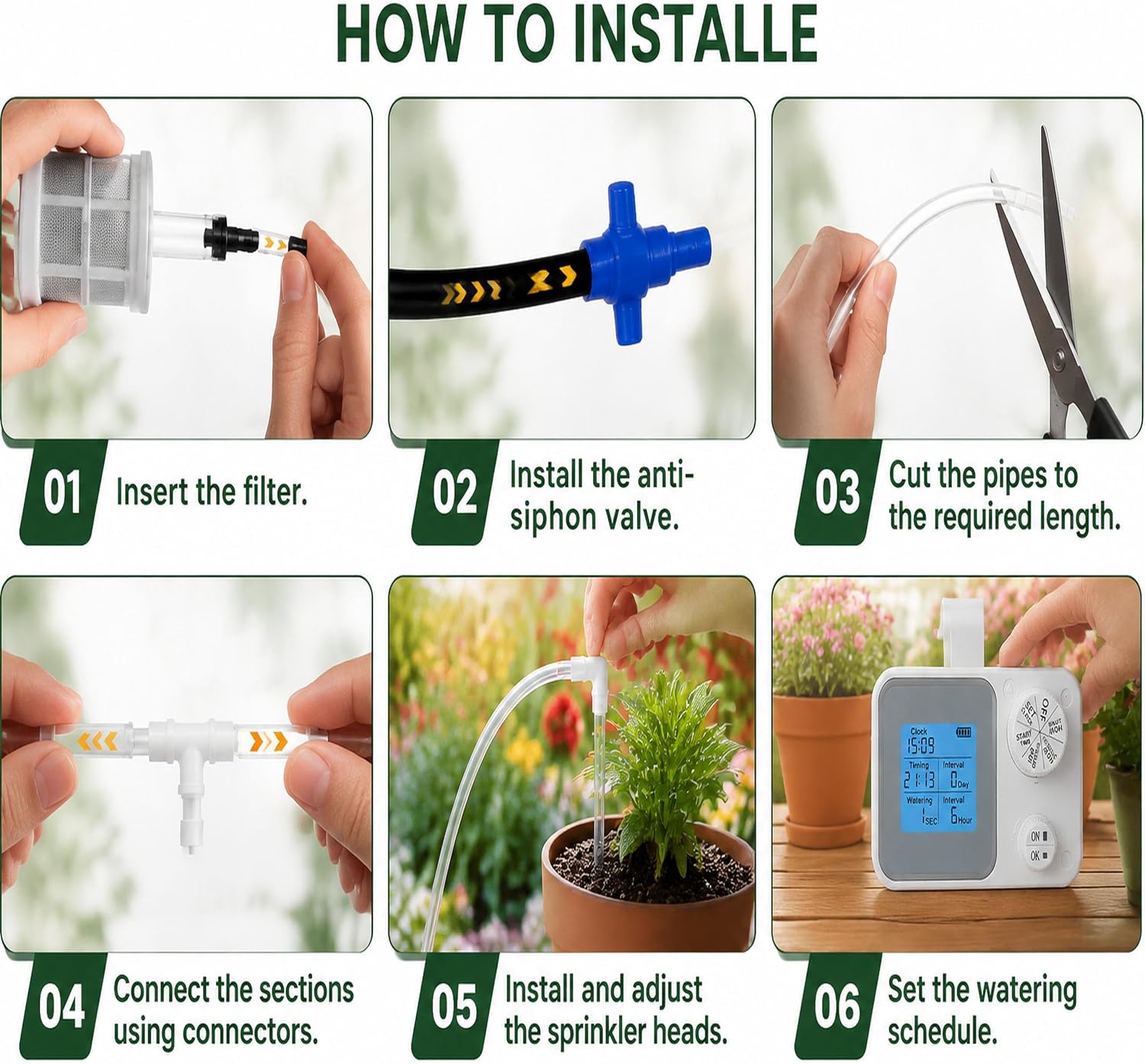 Vacation Plant Watering Devices & Indoor Irrigation Kit, Automatic Drip System with Adjustable Drippers for Indoor