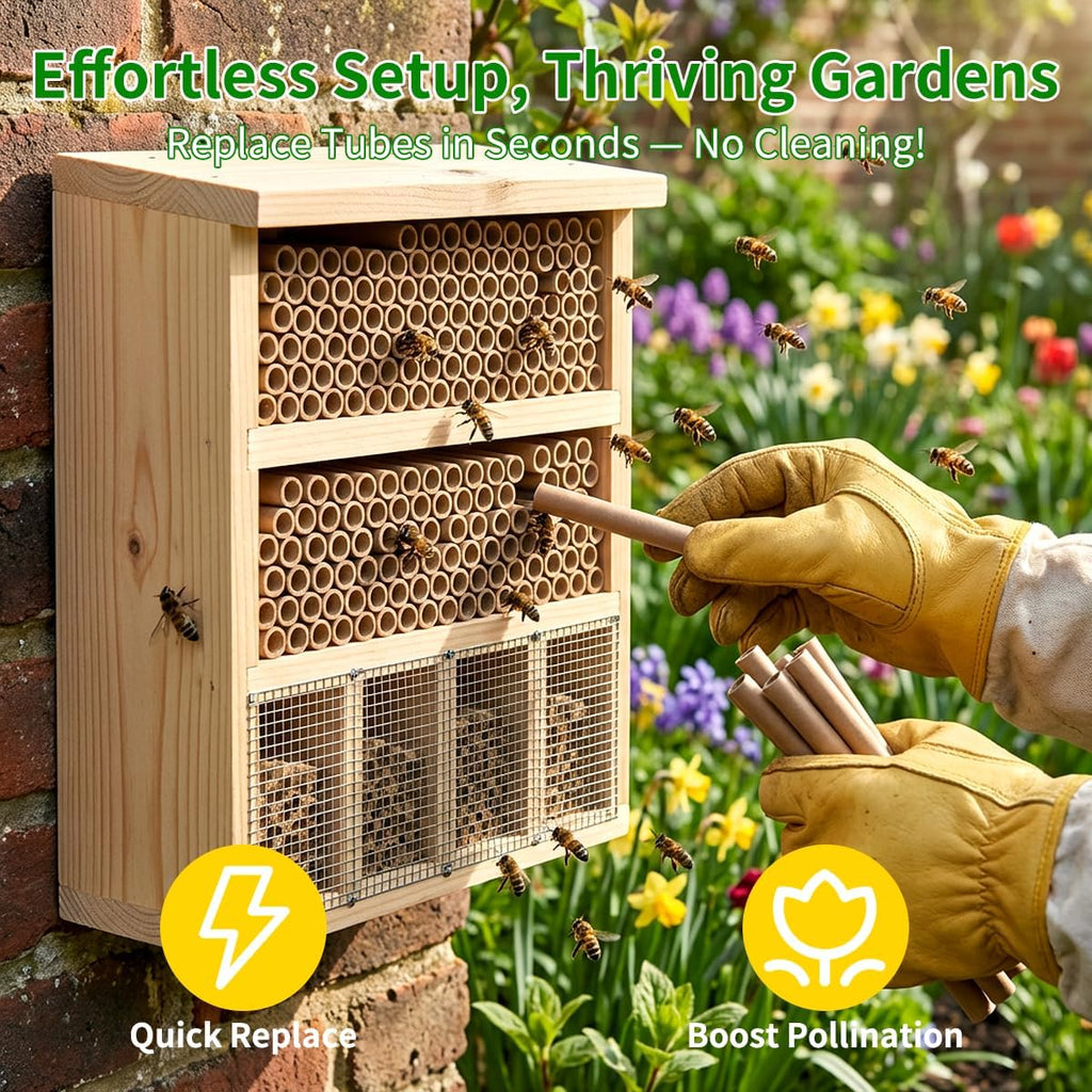 Mason Bee Tubes 300 Pack - Kraft Paper Bee Nesting Tubes for Mason Bees, 5/16" x 6" Size, Ideal for Filling Mason Bee
