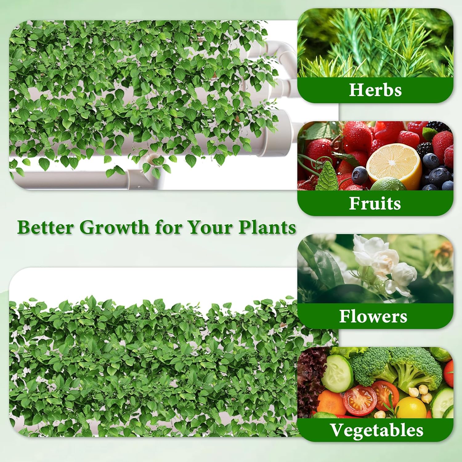 Hydroponic Grow Kit, 3 Layer 108 Plant Sites 12 Food-Grade PVC-U Pipes Hydroponics Planting System with Water Pump