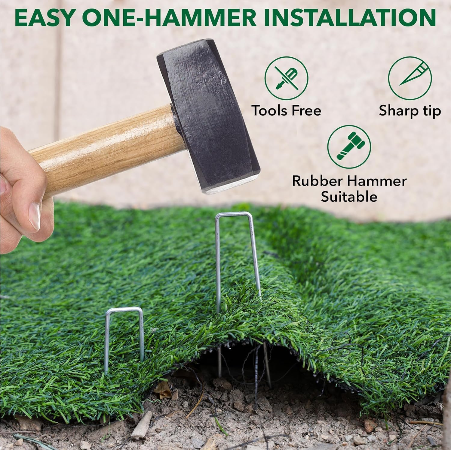 UNCO- Galvanized Landscape Staples, 6 Inch, 500 Pack, Garden Staples, U-Shaped Landscape Pins for Weed Barrier Cover