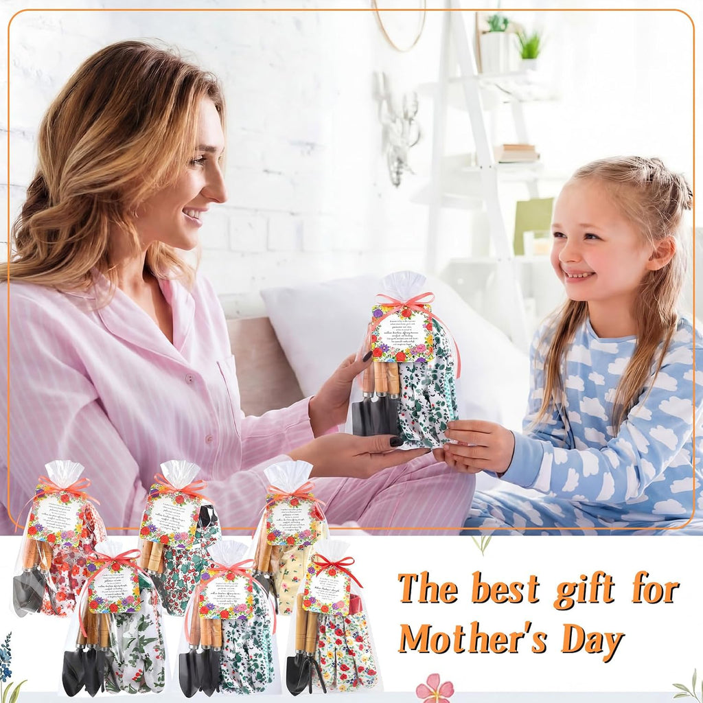 Cuffbow 6 Set Mother's Day Gardening Gifts Floral Gardening Gloves, Garden Shovel, Mini Garden Tools with Mother's Day