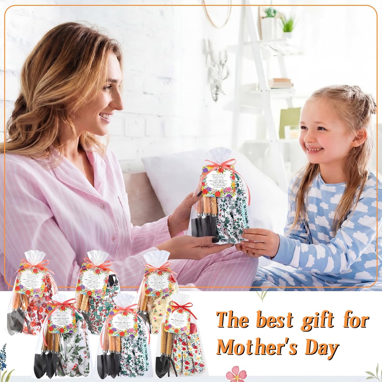 Cuffbow 6 Set Mother's Day Gardening Gifts Floral Gardening Gloves, Garden Shovel, Mini Garden Tools with Mother's Day
